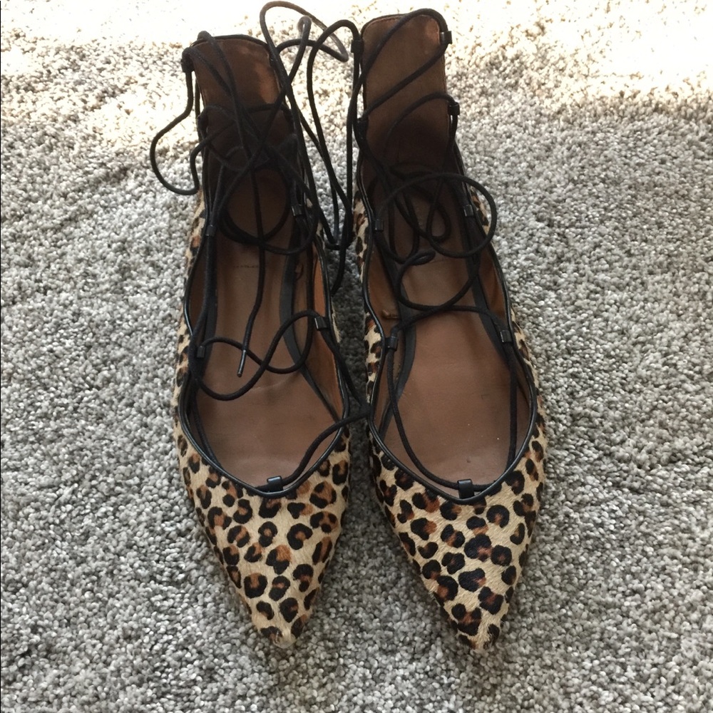 Zara | Pointy Leather Flat Lace-ups | Sz 40